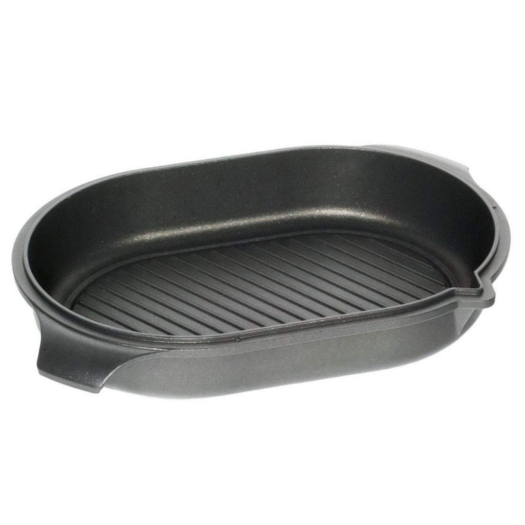 Guss Fischpfanne Induktion oder Guss Deckel Induktion 33x22x6 cm - Profi Fischpfannen 32 x 22 cm, 6