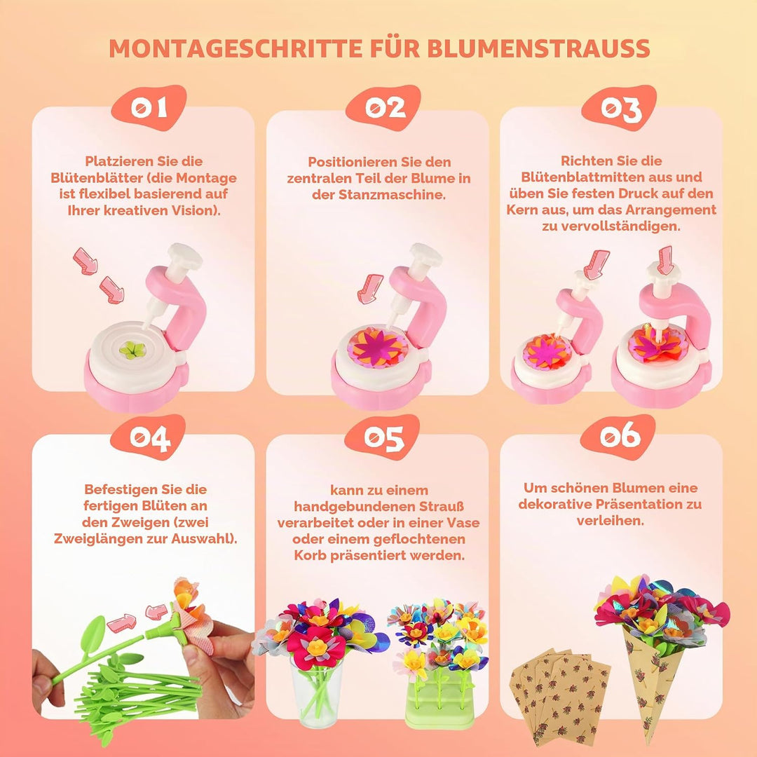 LIAILA Blumen Basteln Kinder, Stoff Blumenstrauss Basteln Mädchen ab 5-12 Jahre, Blumen Bastelset mi