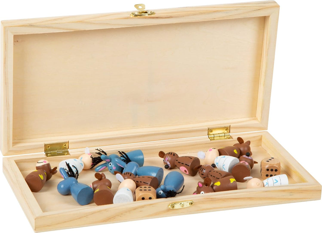 small foot Ludo Brettspiel "Farmtiere" aus Holz, Gesellschaftsspiel mit praktischem Klapp-Spielbrett