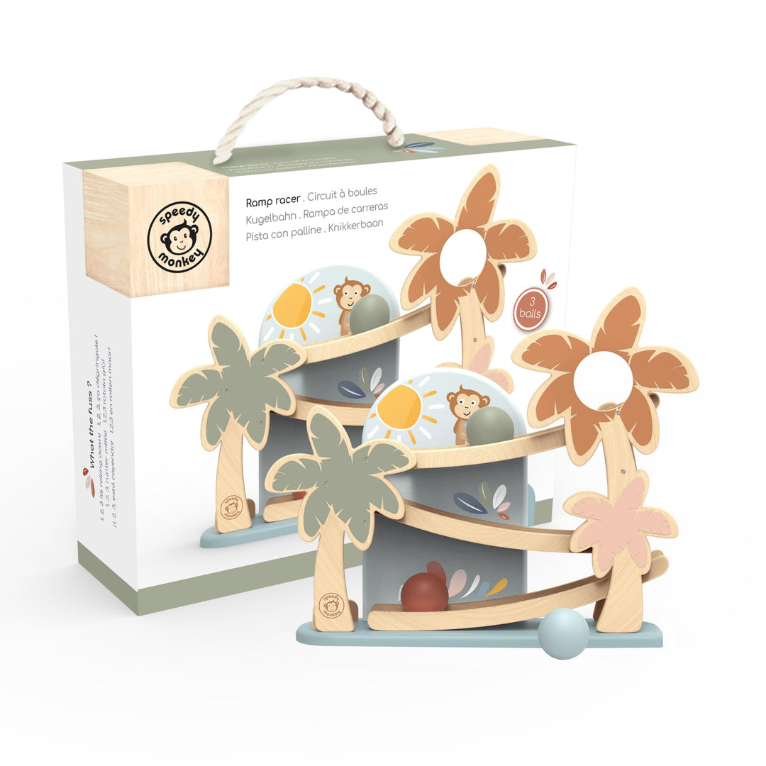 Speedy Monkey SP1019 Rampenbahn 35,6x11,6x34cm bunt, Holz Spielzeug für Kinder, Liebevolle Details-t