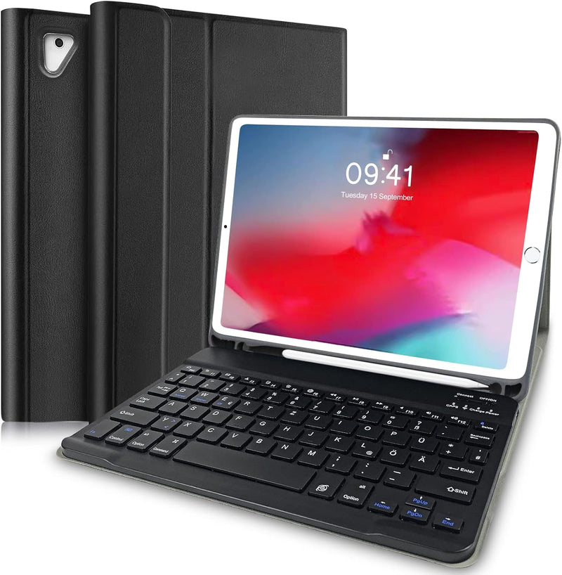 Tastatur Hülle für iPad 9.7 QWERTZ Deutsches Tastatur 2018 (6 Generation)/9.7 2017 (5. Generation)/i