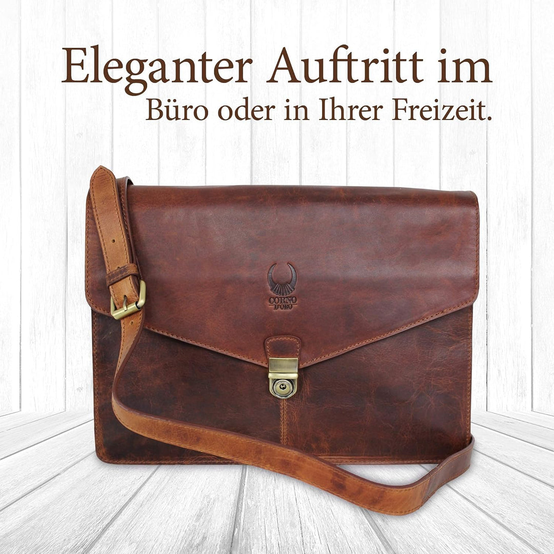 Corno d´Oro Premium Laptoptasche 13 Zoll Laptop Leder I Handgefertigte MacBook Tasche Echt Leder I U