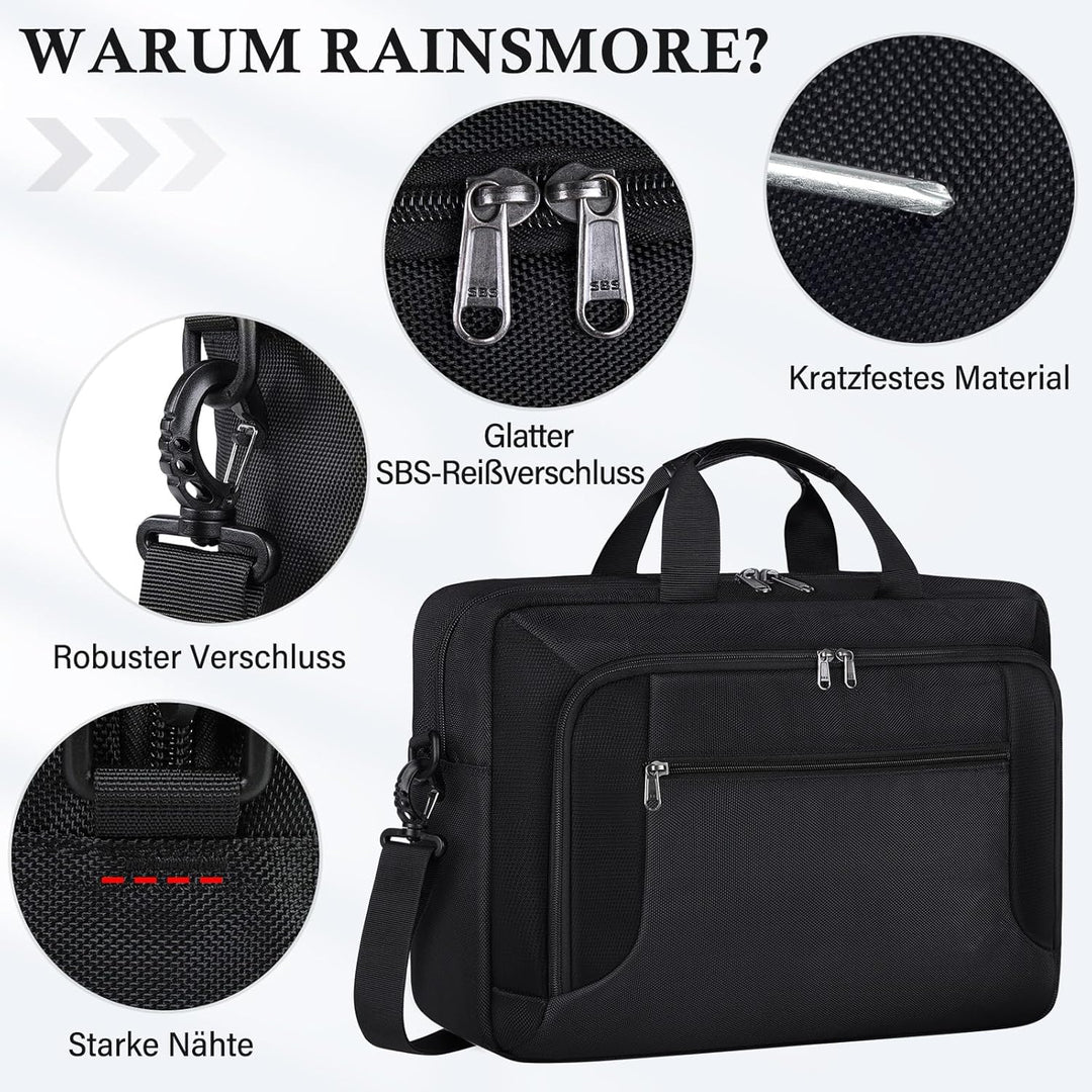RAINSMORE Laptoptasche 17 Zoll Aktentasche Arbeitstasche Herren Business Taschen Notebooktasche Comp
