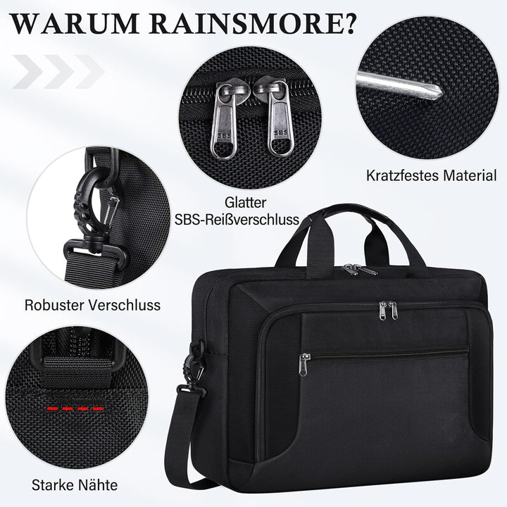 RAINSMORE Laptoptasche 17 Zoll Aktentasche Arbeitstasche Herren Business Taschen Notebooktasche Comp