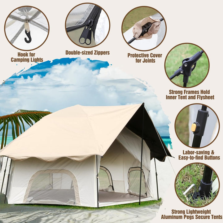 Chihee Pop-Up Stand-up Zelt Camping Zelte, Familien-Kabinenzelt mit Markise Veranda 3-Personen Outdo