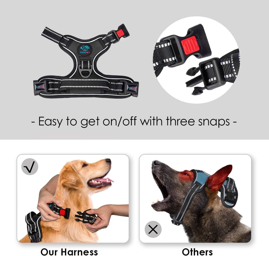 PHOEPET 2 Anti-Zieh-Hundegeschirr für kleine Hunde, reflektierend, verstellbar, mit Clip an der Vord