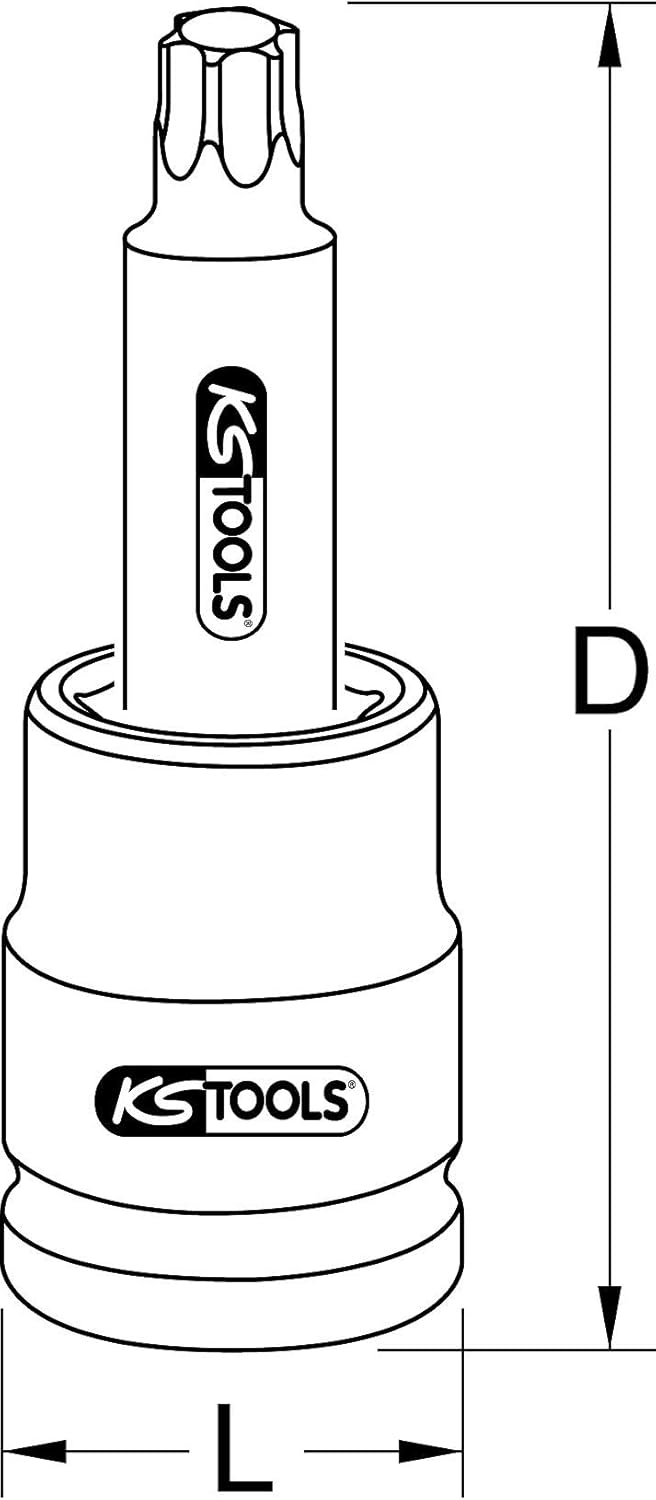 KS Tools 450.0471 1" Kraft-Bit-Stecknuss TX, lang, T60, T60