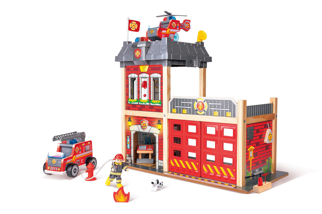 Grossstadt-Feuerwache Spieleset von Hape aus Holz für Kinder ab 3 Jahren