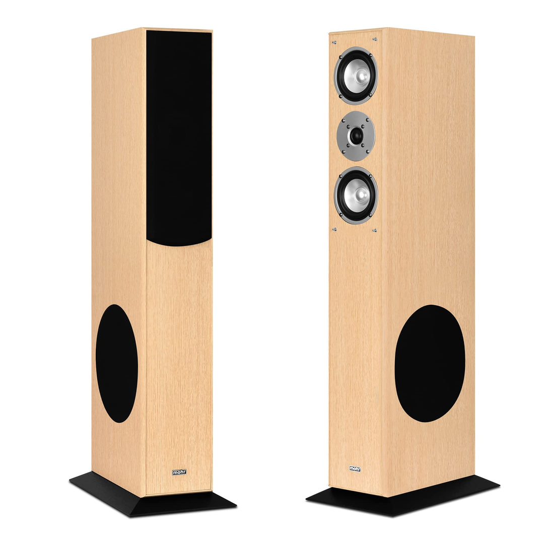 mohr 1 Paar Standlautsprecher SL15 Eiche Lautsprecherboxen, HiFi Klang zum günstigen Preis, Elegante