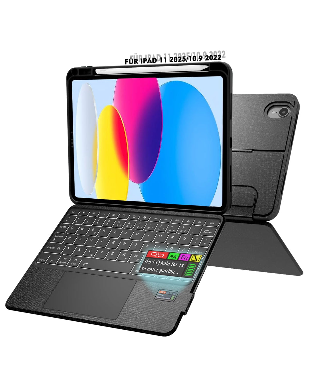 Doohoeek Tastatur Hülle mit Display für iPad 11. Generation 2025(A16) 11 Zoll/iPad 10. Gen 2022 10,9