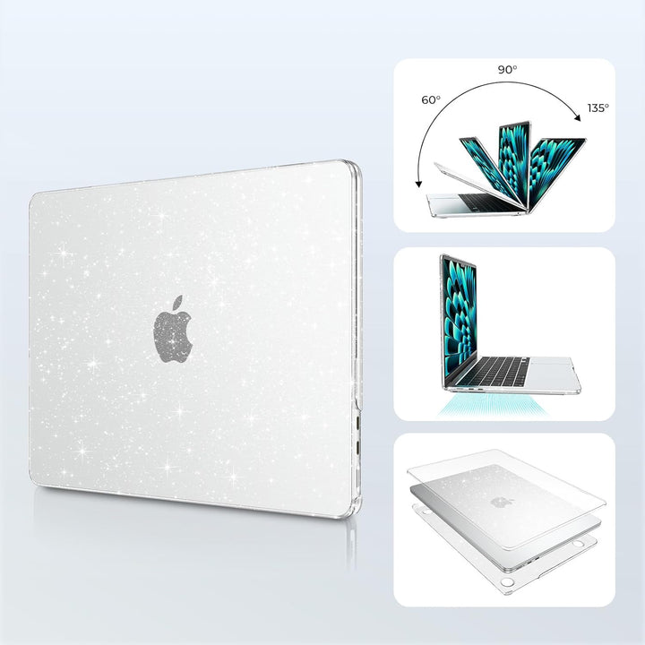 EooCoo für MacBook Air M5 13 Zoll Hülle M3 M2 Gliiter Kristall Klar | Ultradünne Hartschale Schutzhü