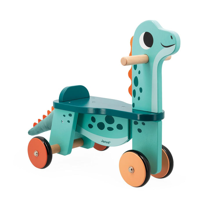 Janod Portosaurus Dinosaurier-Reittier-Sitzhöhe 21 cm-Abnehmbarer Plüschschwanz-Lernspielzeug aus FS