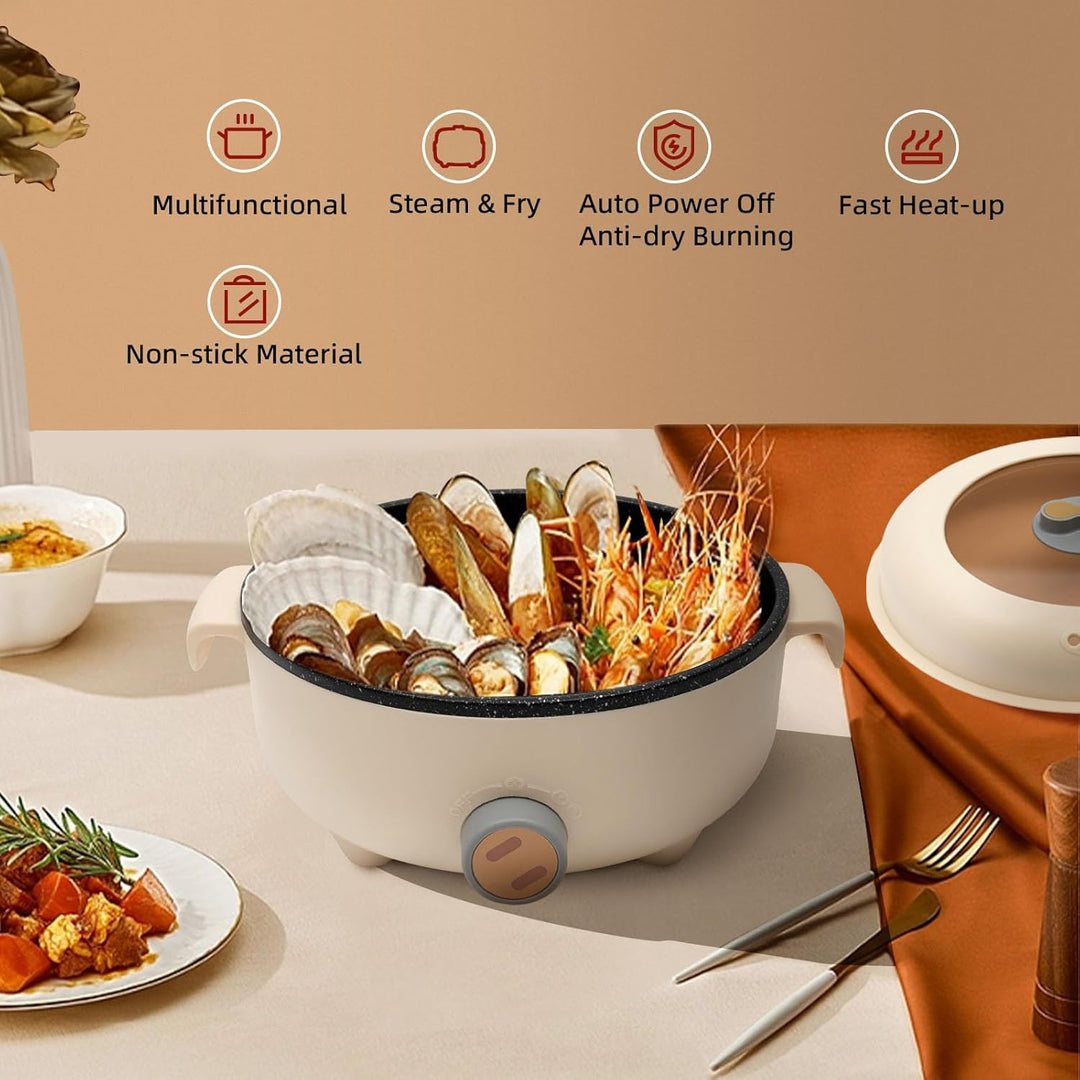 1.5l Elektrische Hot Pot Mit Dampfgarer,Dampfgarer,Antihaft Mini Elektropfanne,Zum Kochen,FüR Braten