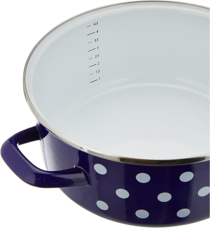 GSW 189606 Kochtopt-Set Pünktchen 7-tlg. blau-weiss, Stahl-Emaille, Kunststoff