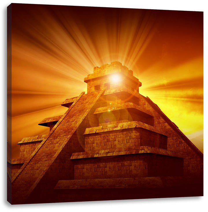 Prächtige Maya Pyramide, Format: 70x70 auf Leinwand, XXL riesige Bilder fertig gerahmt mit Keilrahme