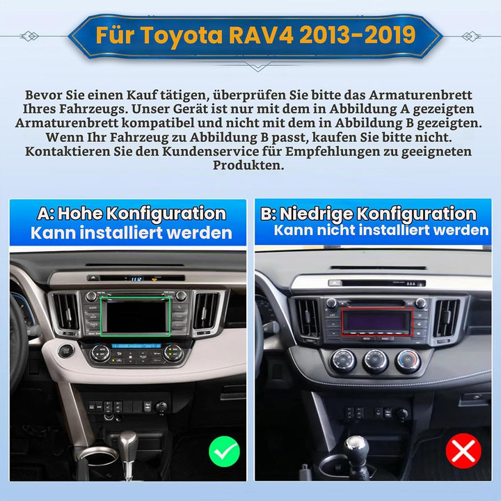 Android 15 Autoradio für Toyota RAV4 2013-2019 mit Wireless CarPlay Android Auto 2+64G, 9 Zoll Bilds