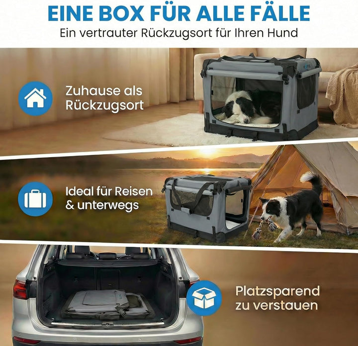 Foxdevil by xonic® Faltbare Hundebox/Katzenbox für mittelgrosse Tiere – Hundetransportbox Auto und Z