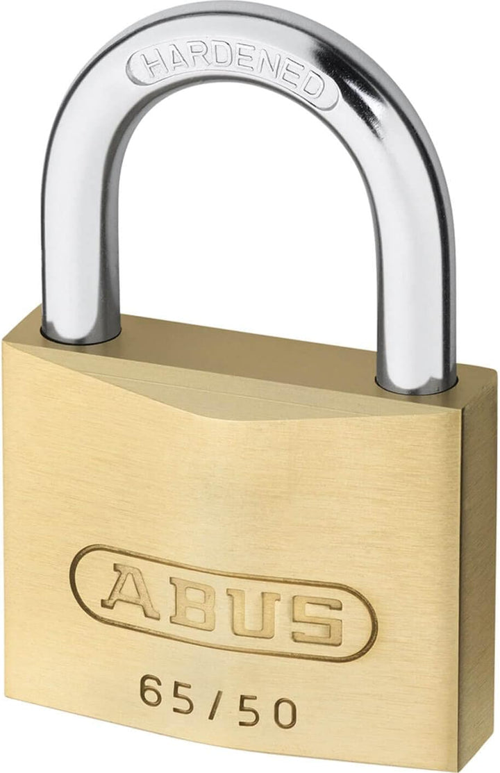 ABUS Vorhängeschloss Messing 65/50 gl.-6504 - gleichschliessend - Kellerschloss, Spindschloss u. v.