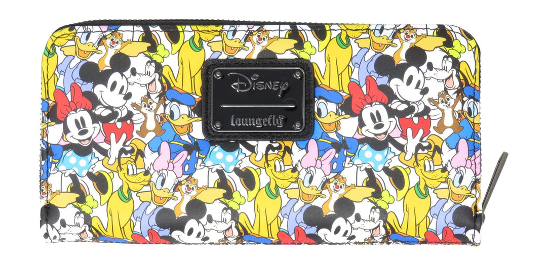 Loungefly Disney Mickey Mouse and Friends Allover Print Zip Around Wallet