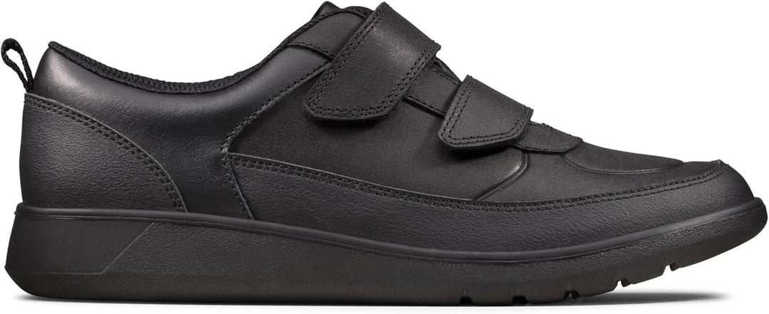Clarks Jungen Scape Flare Y Uniform-Schuh 33 EU Weit Black Leather, 33 EU Weit Black Leather