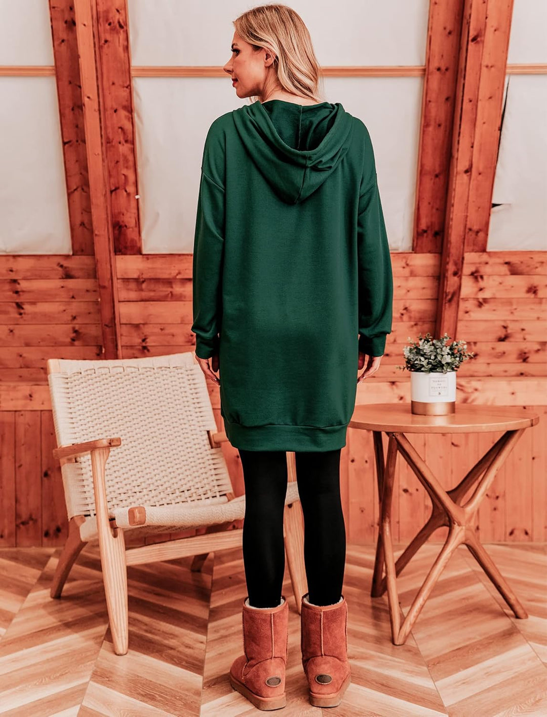 Migcaput Damen Hoodie Langarm Sweatshirts mit Kapuze Kapuzenpullover Lang Kleid Sweatkleid Casual Mi