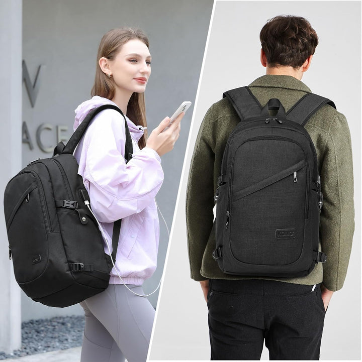 Kono Laptop-Rucksack Diebstahlsicherung Reisen Geschäft Arbeiten Computer Schwarz, Schwarz