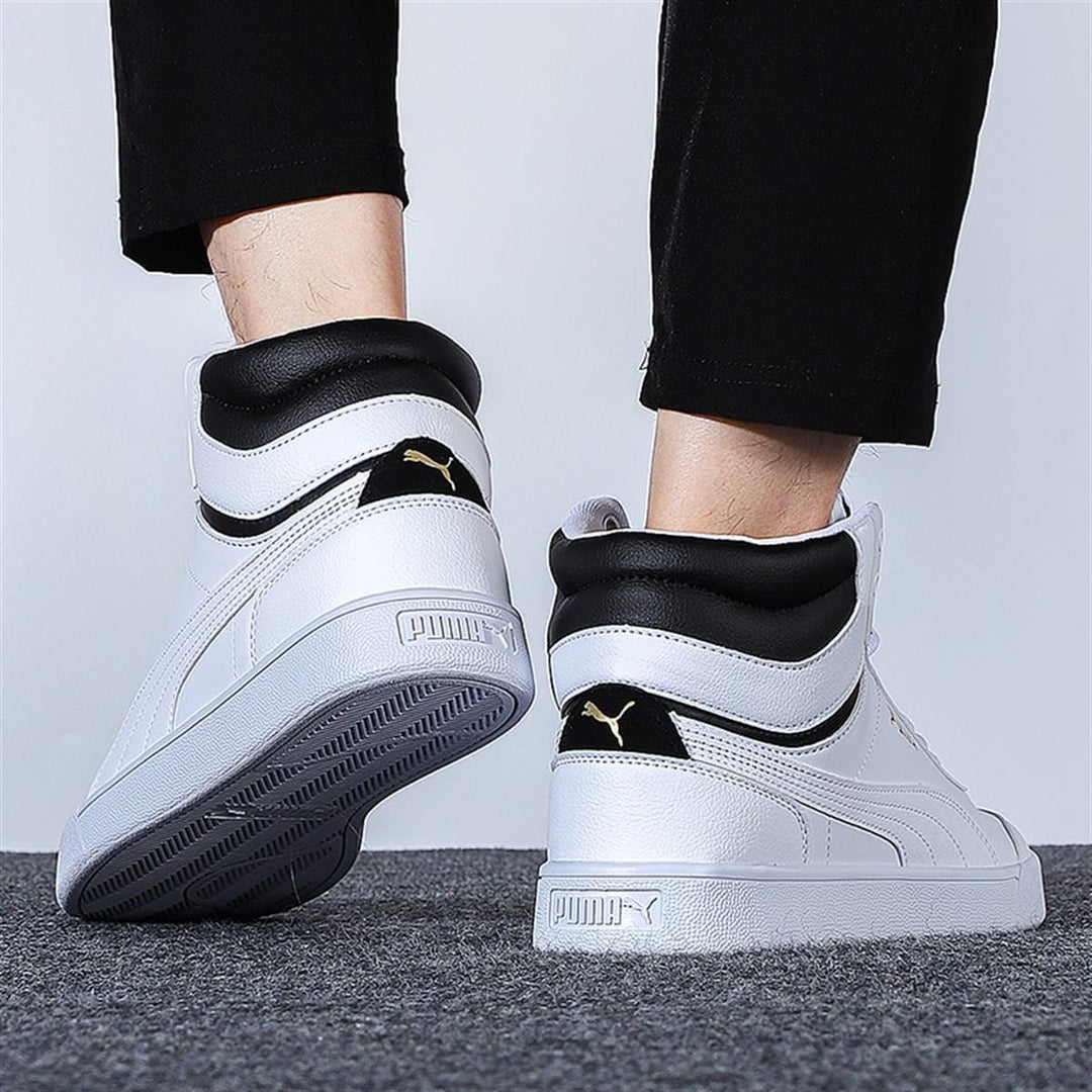 PUMA Unisex Shuffle Mid Sneaker 38.5 EU Puma White Puma White Puma Black Puma Team Gold, 38.5 EU Pum