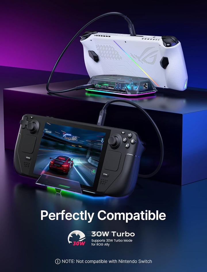 JSAUX RGB Docking Station für Steam Deck (OLED)/ROG Ally/Legion Go, 12-in-1 Steam Deck Dock mit 4K@1