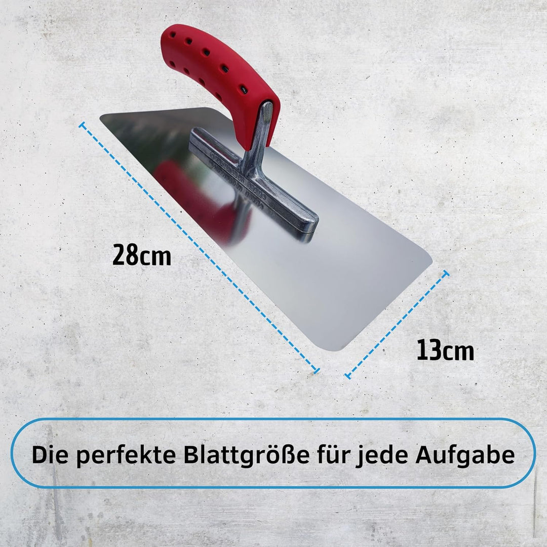 BACHSAM® Made in Germany Hochwertige Edelstahl Glättekelle 280mm x 130mm mit Softgriff/ergonomischer