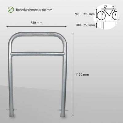 2x Fahrradanlehnbügel zum Einbetonieren Fahrradständer Anlehnbügel Anlehnständer Poller Ständer feue