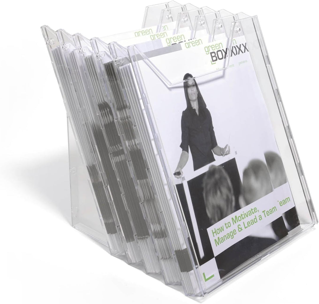 Durable Prospektspender Combiboxx A4 Set XL, 5 Fächer, für Tisch- und Wandanwendung, transparent, 85