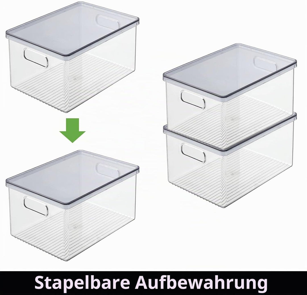 mDesign 4er-Set Kühlschrankbox – Kühlschrank Vorratsdose mit Griffen und abnehmbarem Deckel – lebens