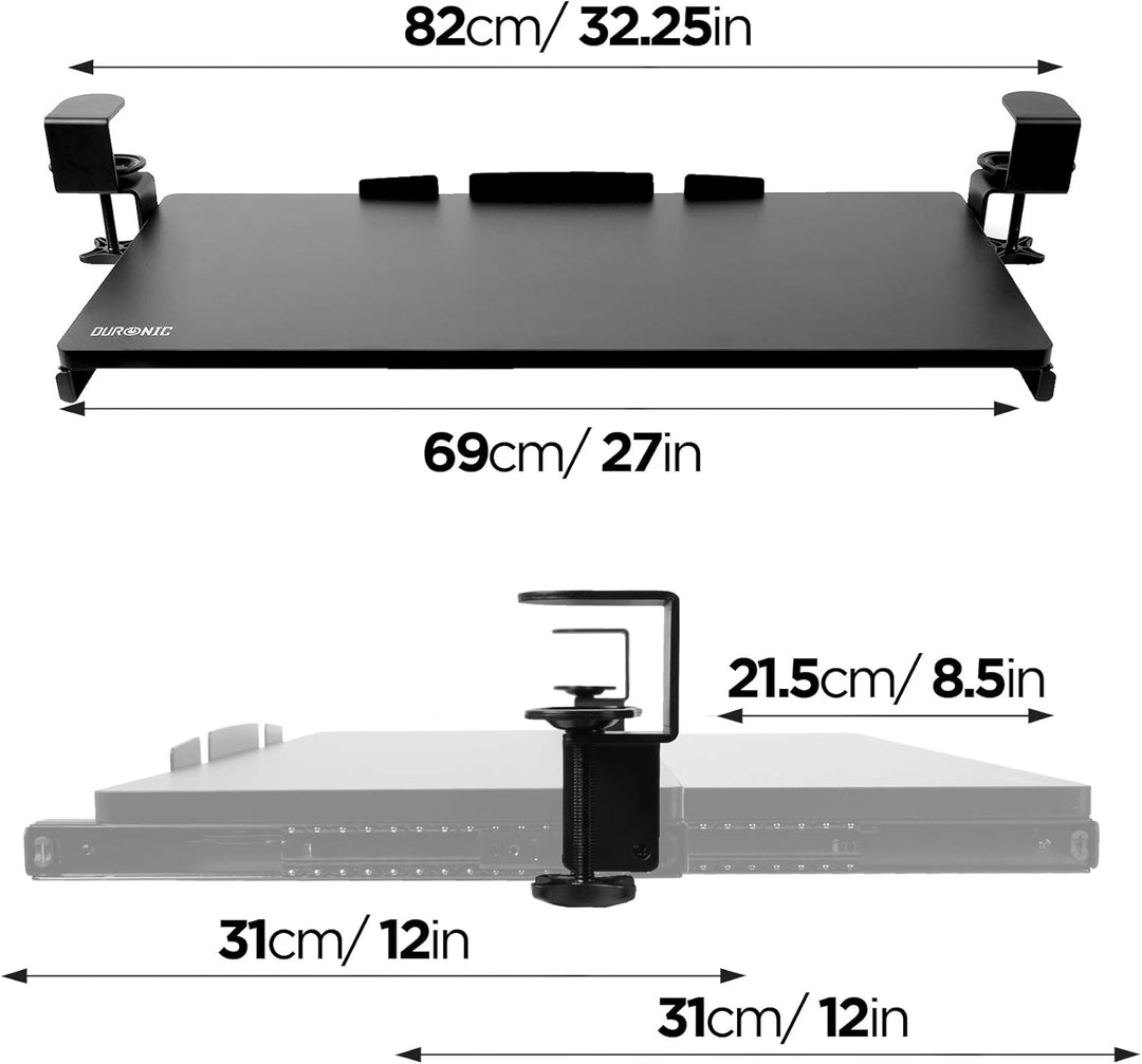 Duronic DKTPX2 Tastaturschubladen und -plattform | Schublade unter dem Schreibtisch für Tastatur und