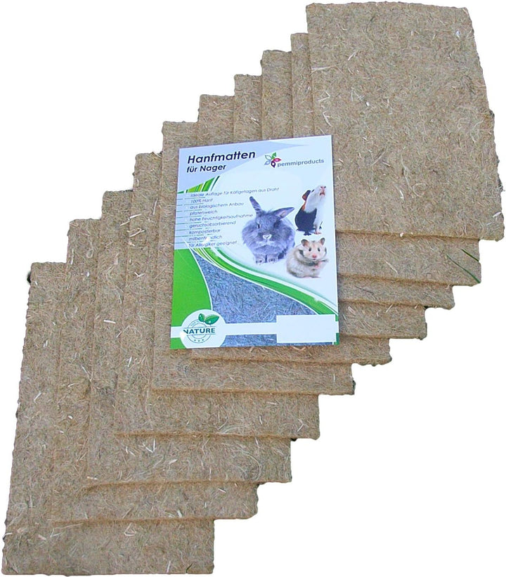 pemmiproducts Nager-Teppich aus 100% Hanf, 40 x 25 cm ca. 5 mm dick, 10er Pack, (EUR 2,70/Stück), Na