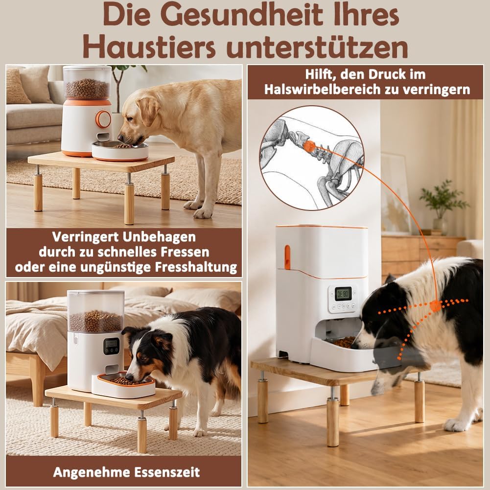 SZEE Verstellbare Erhöhung Futterautomat für Hunde aus Massivholz, L | 40x31x18cm, Entlastet Wirbels