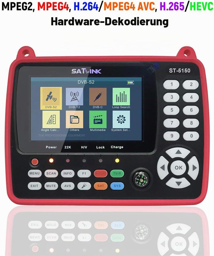 VISLONE Satfinder Messgerät ST-5150 DVB-S2 / T2 / C COMBO HD Satelliten-TV-Signalfinder Digitaler Ha