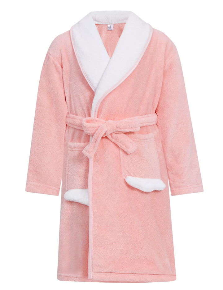 JiAmy Mädchen Bademäntel aus Coral Fleece Kuschelflanell Kuschelweiche Kinderhausmäntel Nachtwäsche