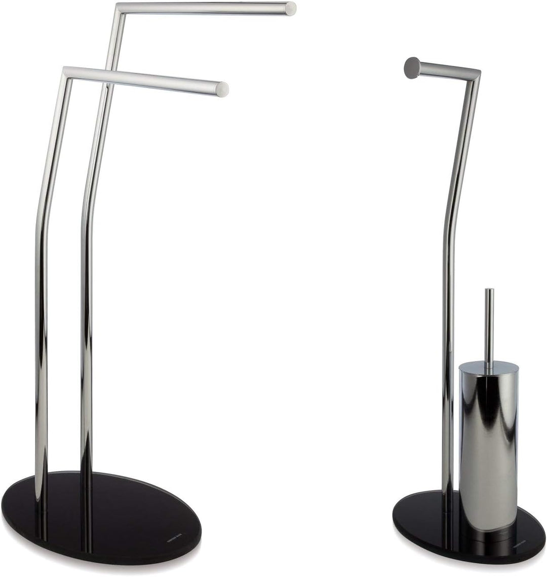möve Stand Toilettenpapierhalter mit bruchsicherem Glas, verchromt 28 x 20 x 71,5 cm, silver Edelsta