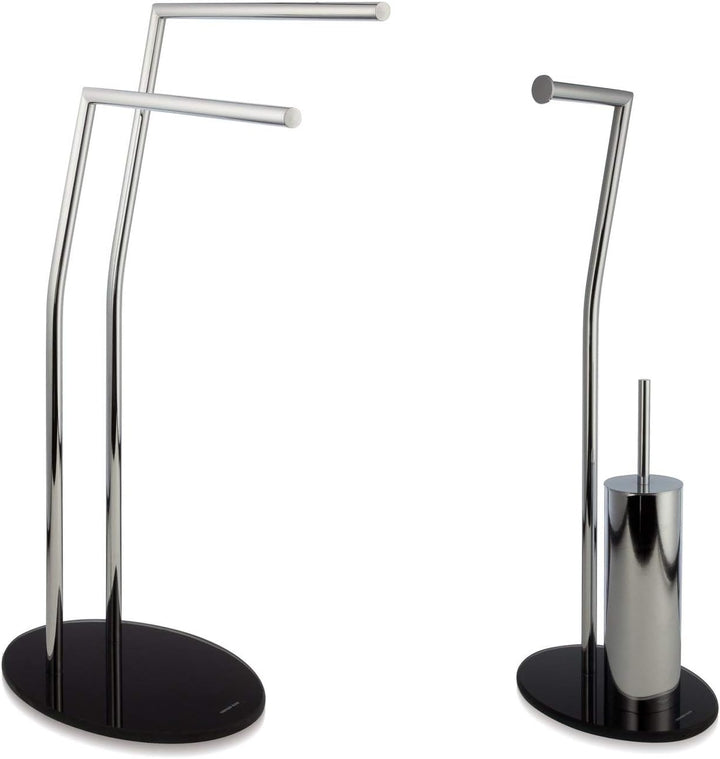 möve Stand Toilettenpapierhalter mit bruchsicherem Glas, verchromt 28 x 20 x 71,5 cm, silver Edelsta