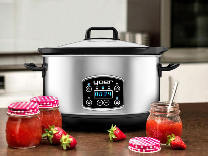 Yoer Clever-Cook SC4502S, Slow Cooker, 280W, 4,5L, Multifunktional, ECO, 16-Stunden-Timer, LCD-Displ