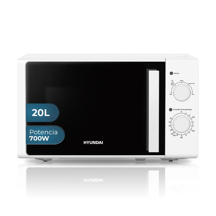 Hyundai Mikrowelle, 20 l, Weiss, HMW2701, 700 W, 5 Programme, Auftaufunktion, Innenbeschichtung, ein