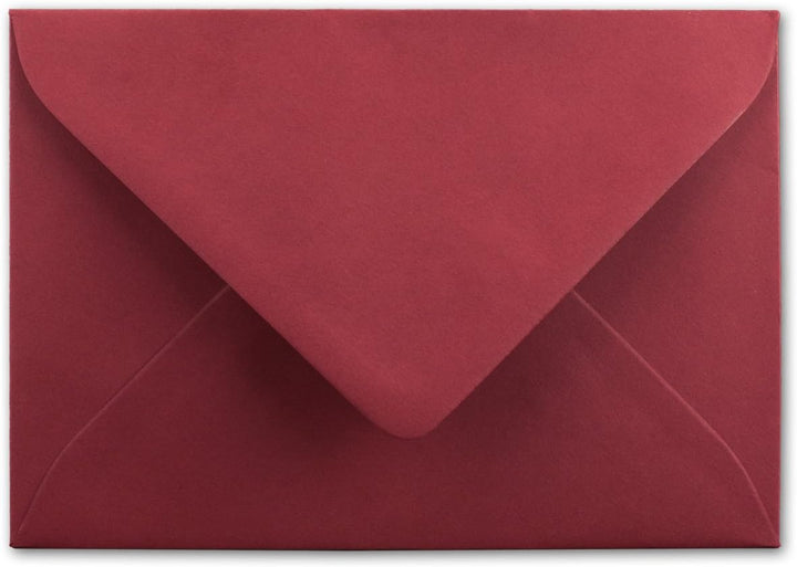 200 Brief-Umschläge - Dunkel-Rot - DIN C6-114 x 162 mm - Kuverts mit Nassklebung ohne Fenster für Gr