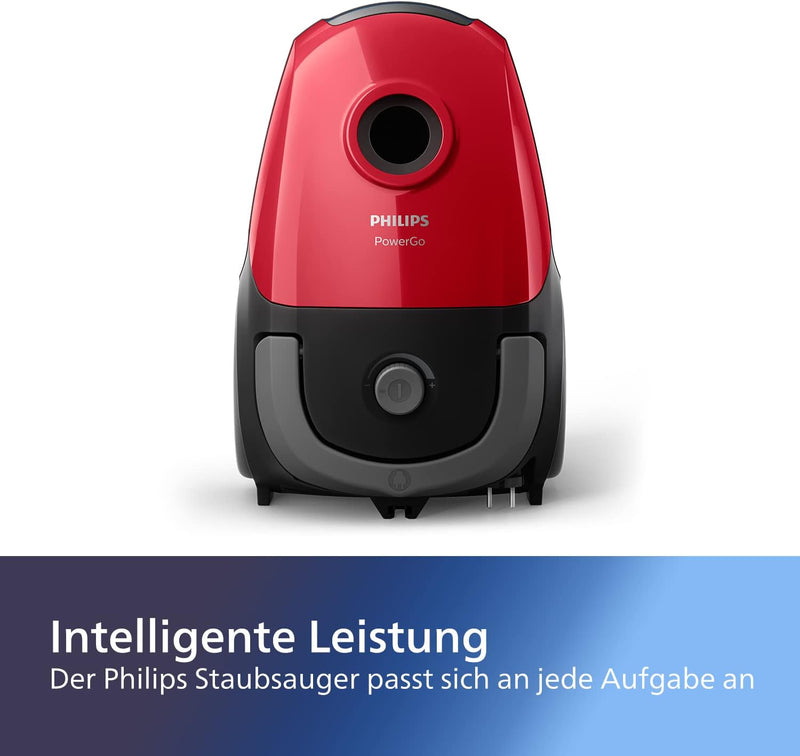 Philips Staubsauger der Serie 2000 mit Beutel - 900 W Leistung mit Allergiefilter, Reichweite 9 m (F