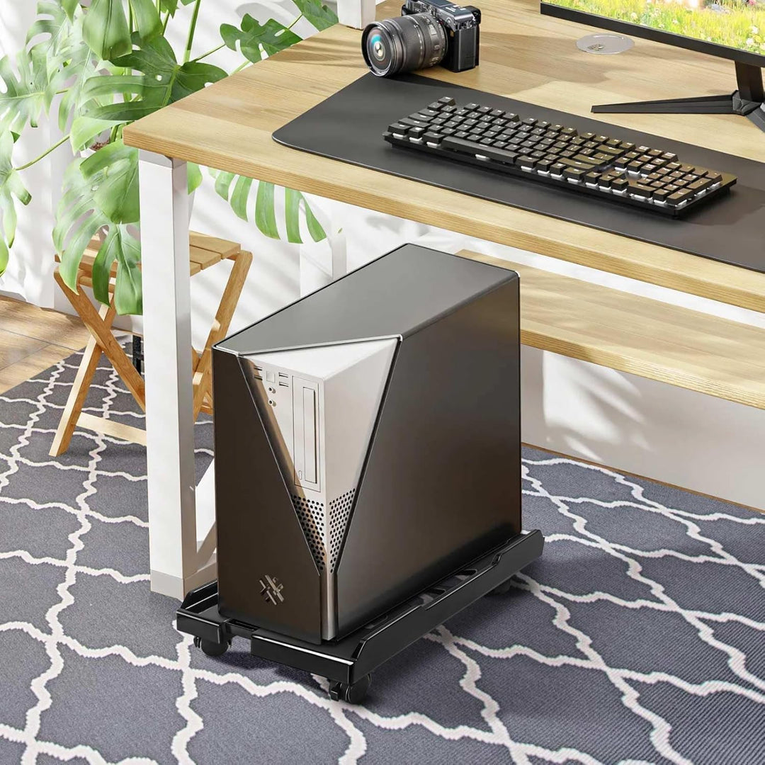 Hmseng PC Ständer für PC-Tower, Mobiler Computer Desktop Ständer, Universal Verstellbare CPU Ständer