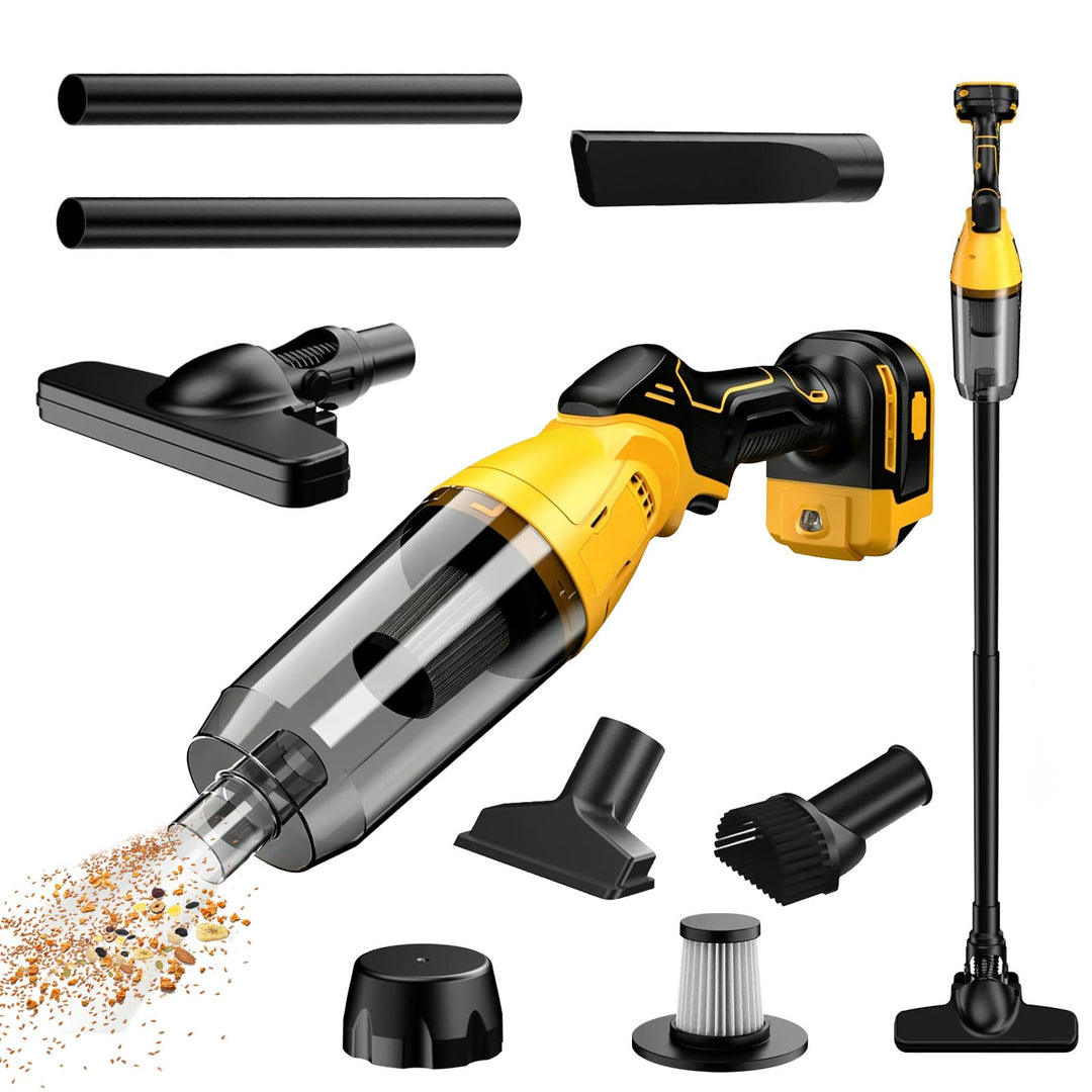 Akku Staubsauger kompatibel mit Dewalt 18V 20V,22000Pa Tragbar Handstaubsauger mit 4 Düsen und 600ml