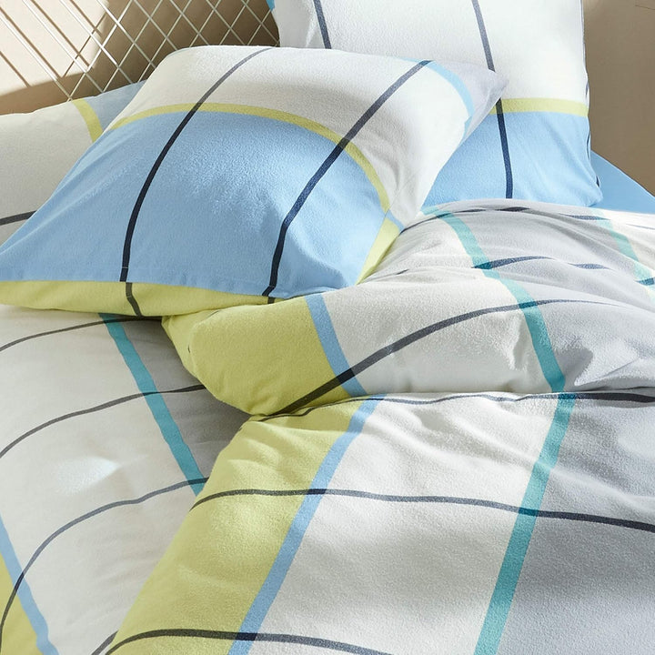 Dyckhoff Weichfrottier Bettwäsche Celina blau 1 Bettbezug 155 x 220 cm + 1 Kissenbezug 80 x 80 cm 1