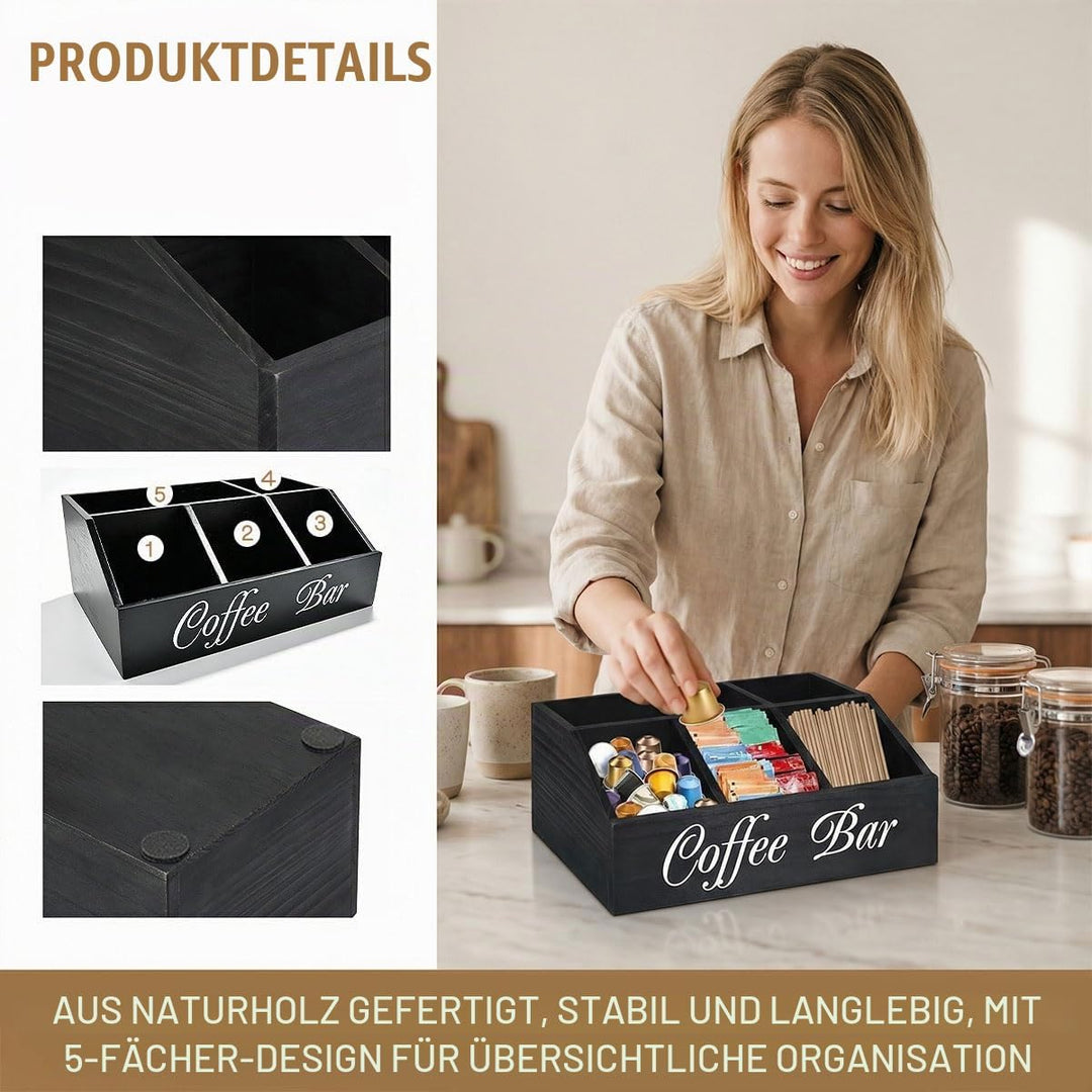 Kaffee Organizer Holz Kaffeebar Möbel, Coffee Bar Organizer Holz Kaffee Spender Organizer-aufbewahru