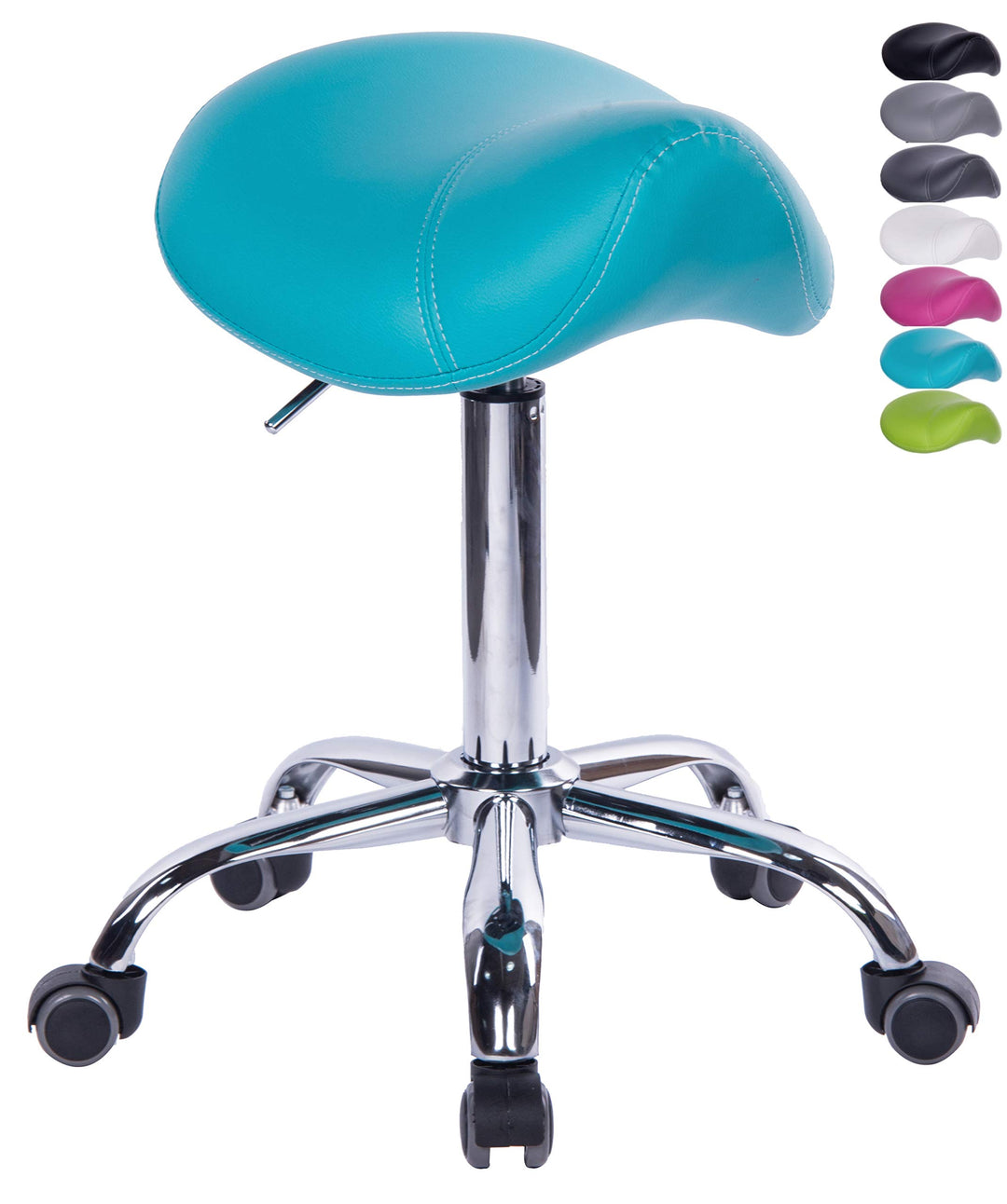1stuff® Sattelhocker Sattelstuhl MULY - Sitzhöhe bis ca. 74cm - ergonomischer Rollhocker Bürohocker