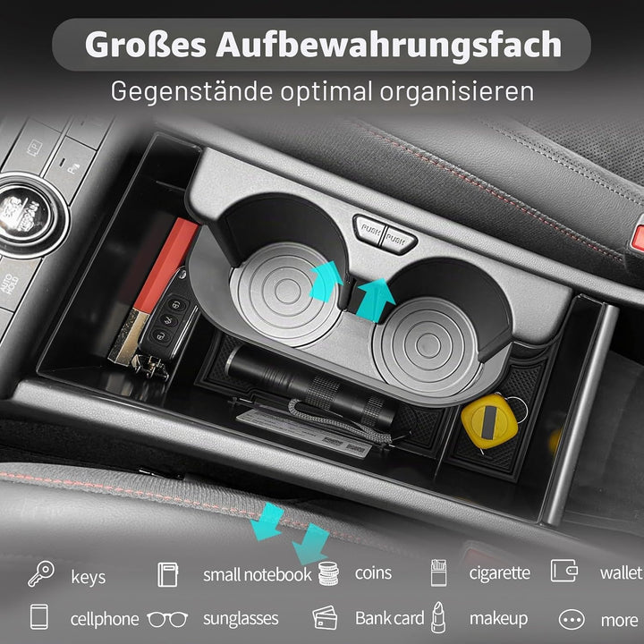 CDEFG Kompatibel mit Hyundai Kona SX2 2024-2026 Mittelkonsole Organizer Aufbewahrungsbox Handschuhfa