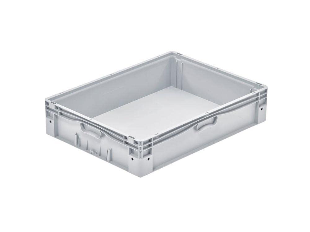 PROREGAL Euro-Norm Grossbehälter | HxBxT 17x60x80cm | 72 Liter | Glatter Boden | Grau | Eurobehälter